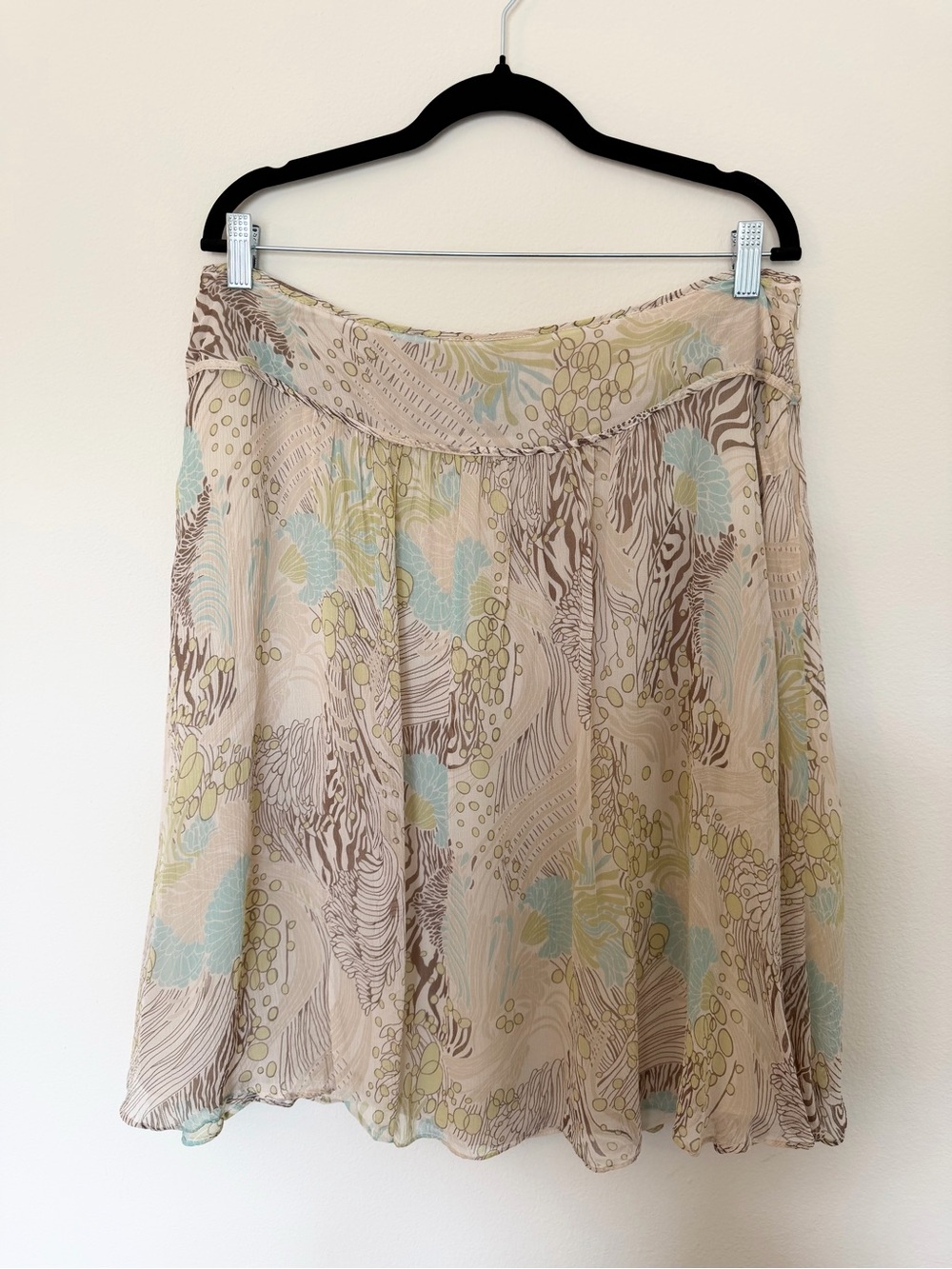 Vintage Bob Mackie Cream Floral/Animal Print Silk Midi Skirt Size 14
